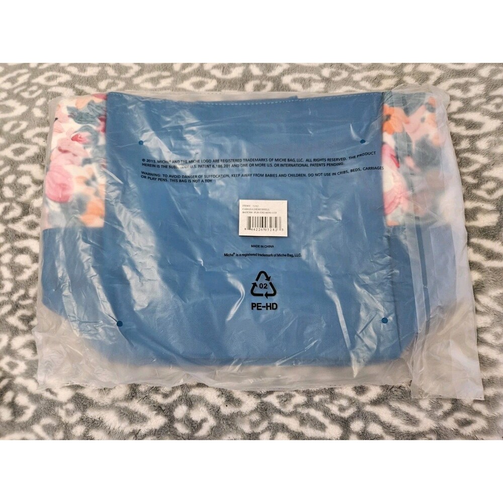 New In Package Retired Miche Demi Shell "Cabana" Faux Leather Teal White Floral - Picture 2 of 4